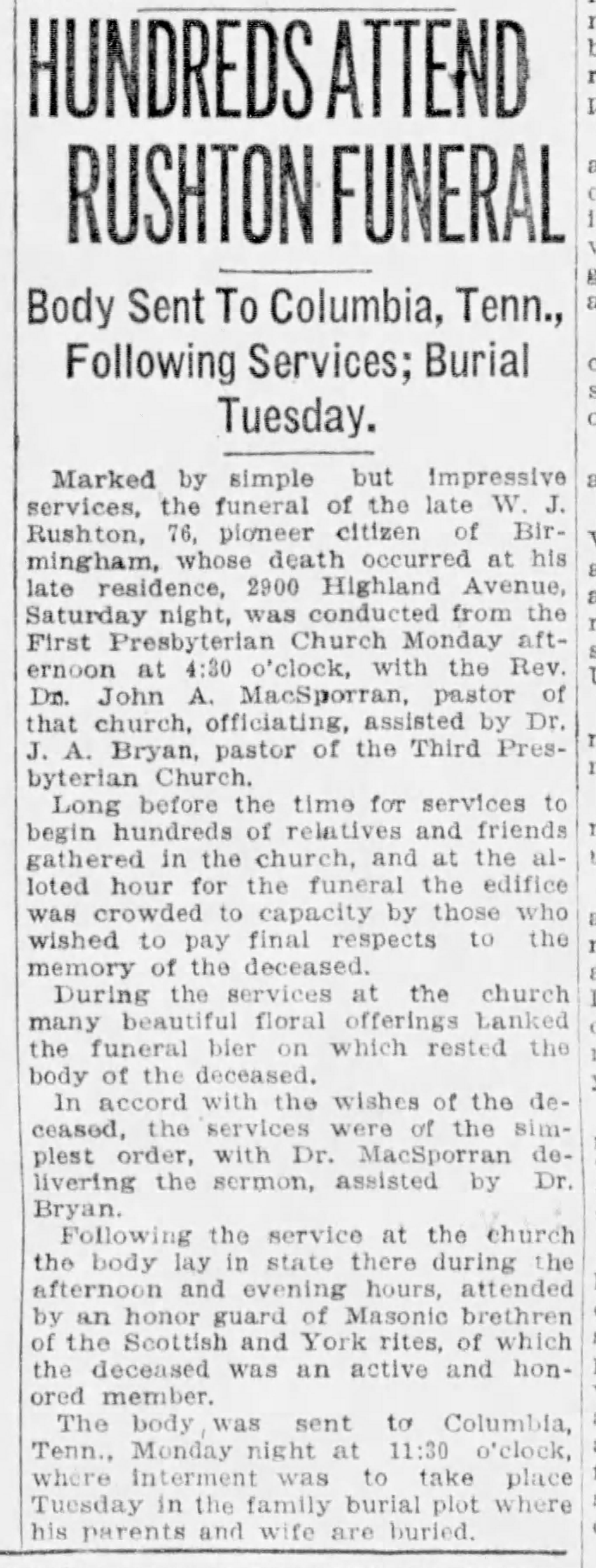 W.J. Rushton obituary